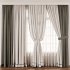 Herringbone Contrast Curtain Set with Beige Drapes and Trim - Thumbnail 4