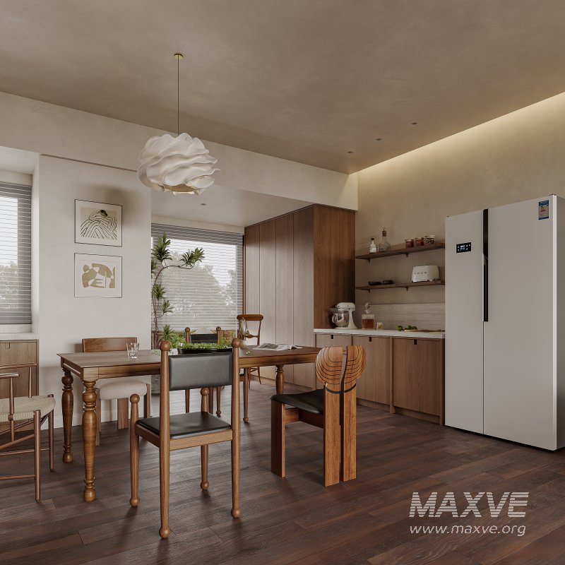 Modern living room and dining room kitchen interior scene - Image 5