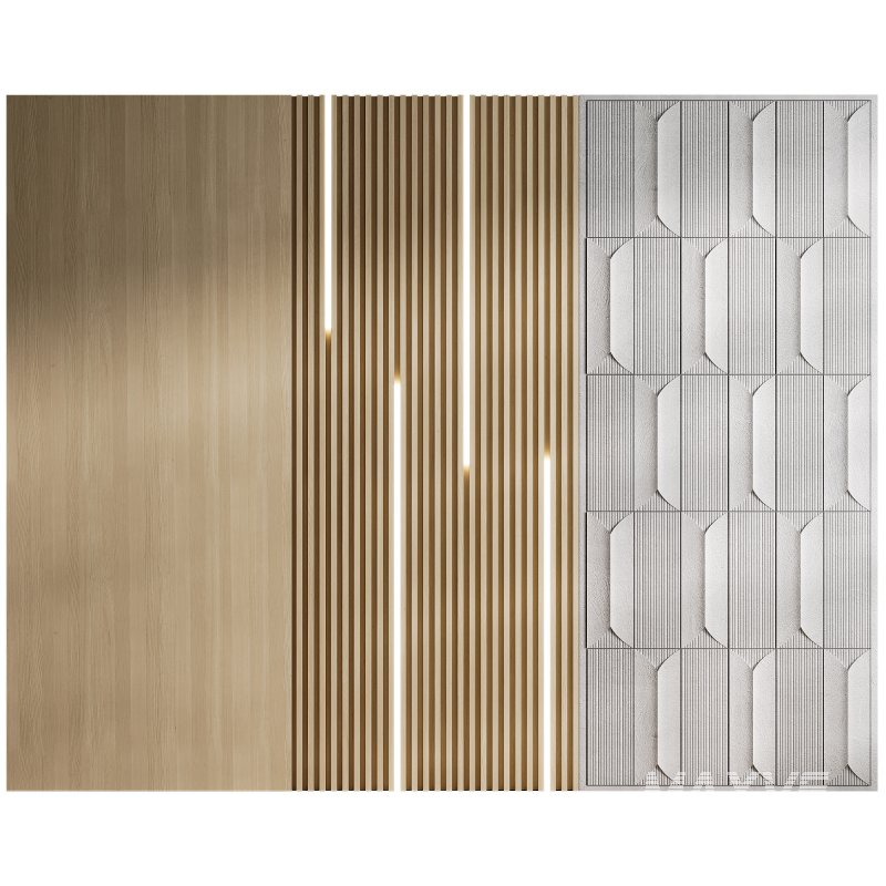 Headboard wood and concrete 3d Wall Panel 06 - Image 1