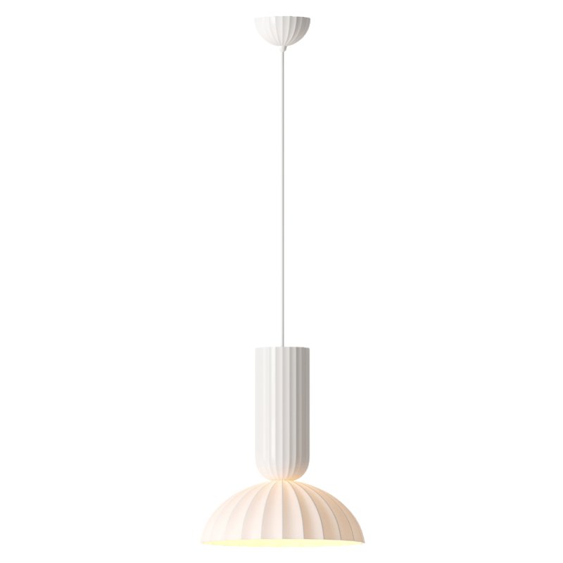 Jeanne Fluted White Porcelain Dome Pendant Light - Image 3