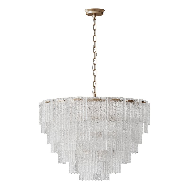 Round pendant chandelier made of ribbed glass light - Image 3