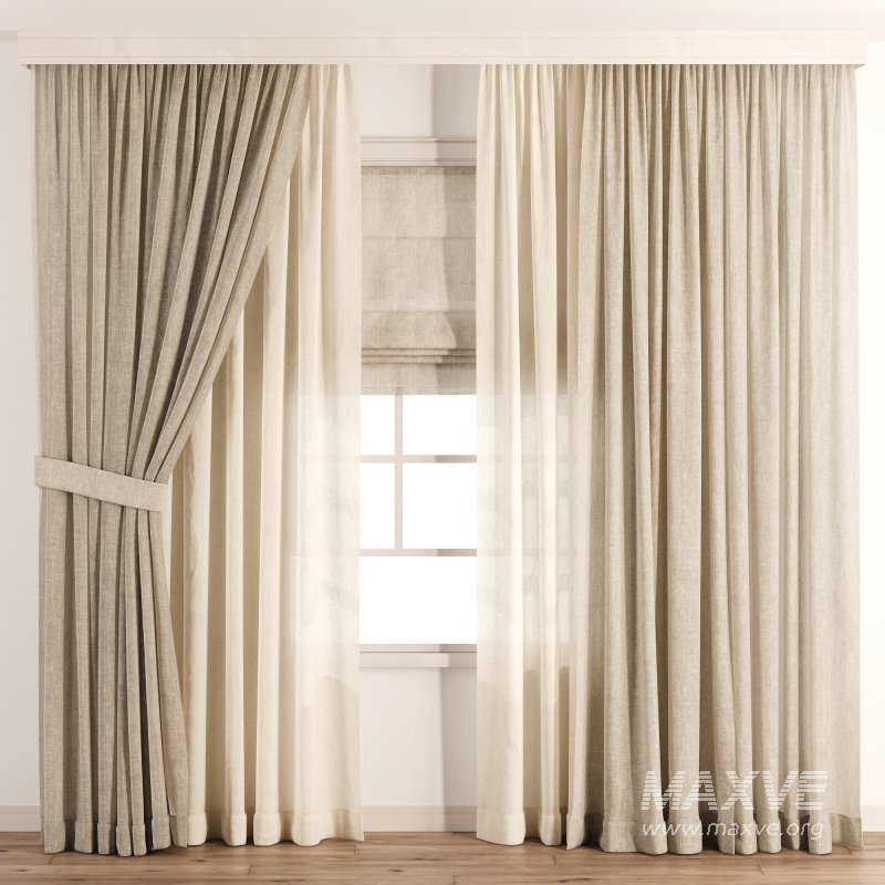 Triple Layer Natural Linen Curtain Set - Image 4