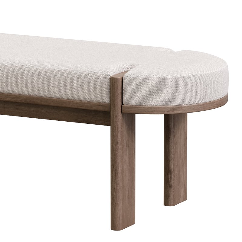 Karina Dark Elm Wood w Oatmeal Fabric Bench - Image 4