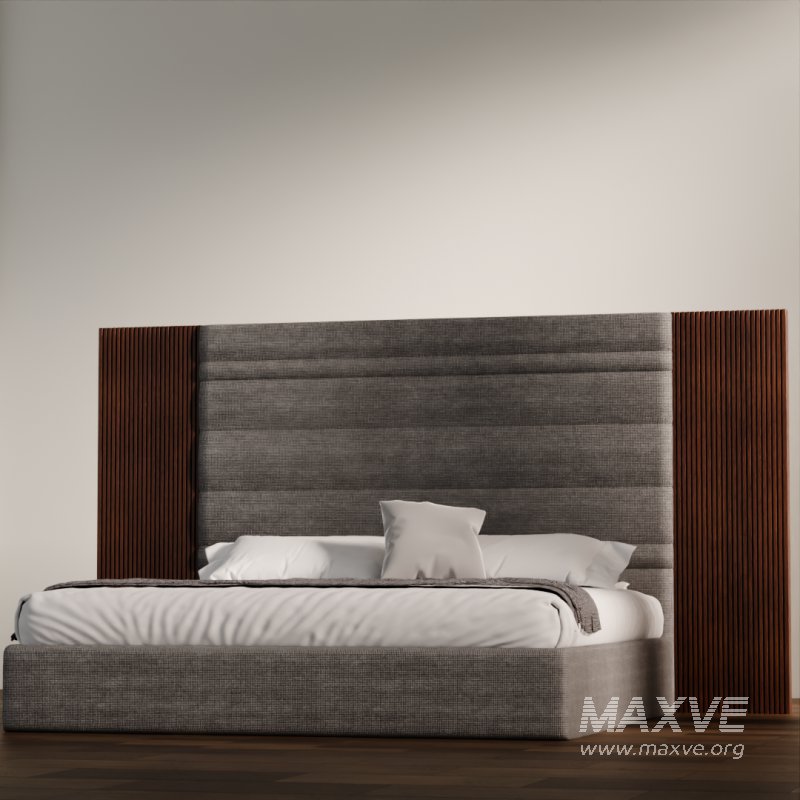 Luxury Upholstered Bed with Wood Accent Panels - Image 4