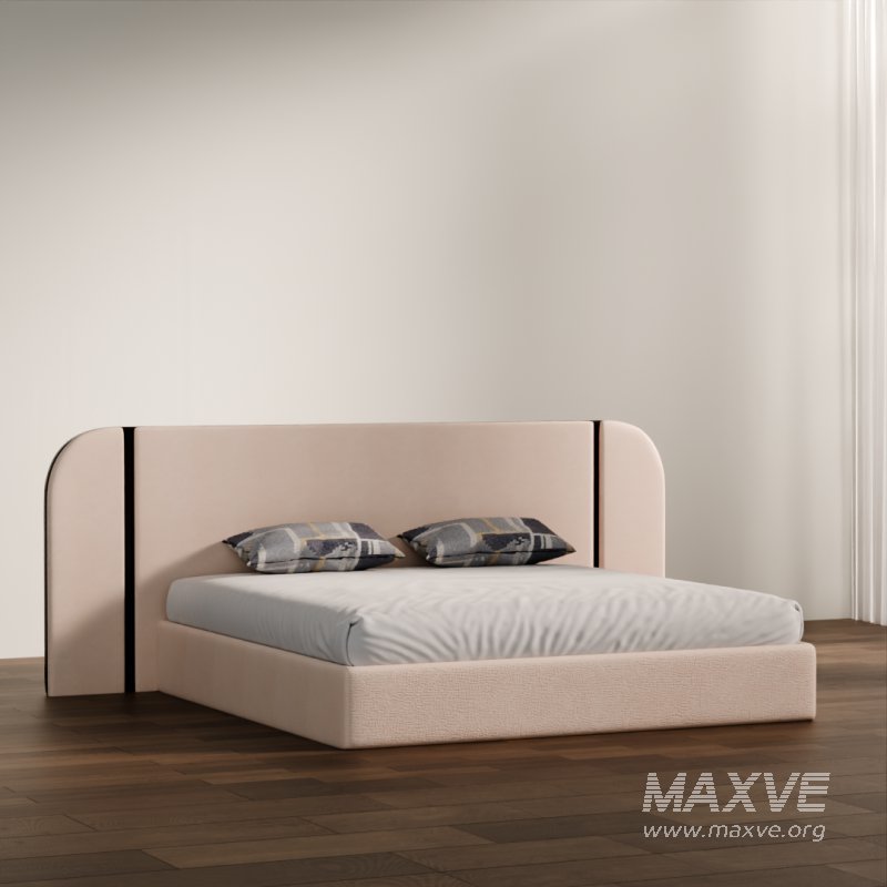 Soft Upholstered Double Bed 3D Model - Image 3