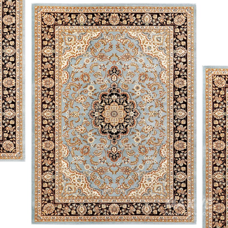 Medallion Kashan Light Blue Traditional Rug - Image 2