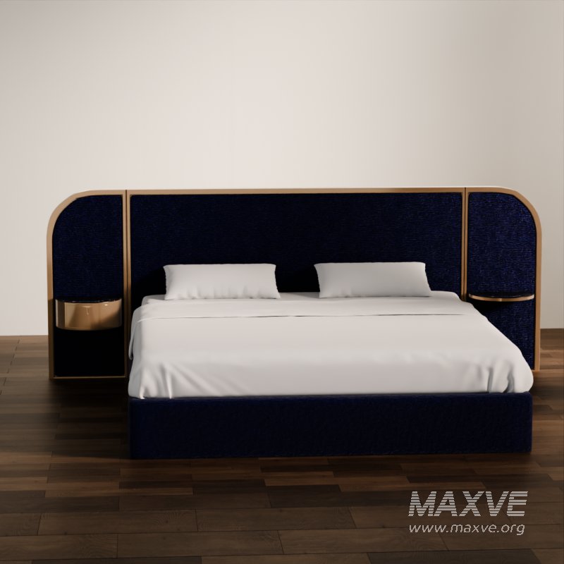 Modern Upholstered Bed with Wooden Arch Frame - Image 2
