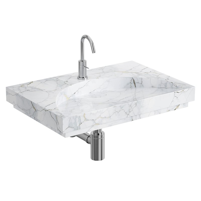 White Stone Flat Washbasin - Image 9