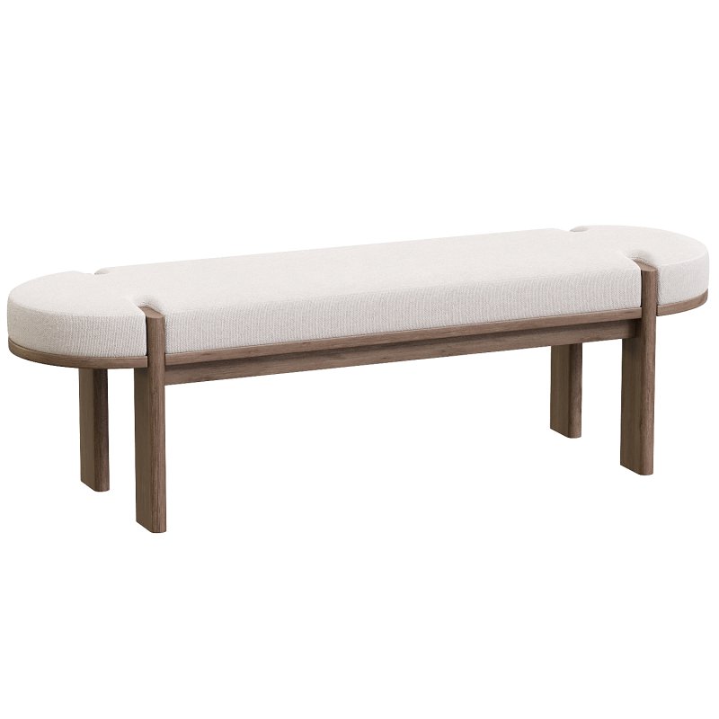 Karina Dark Elm Wood w Oatmeal Fabric Bench - Image 2