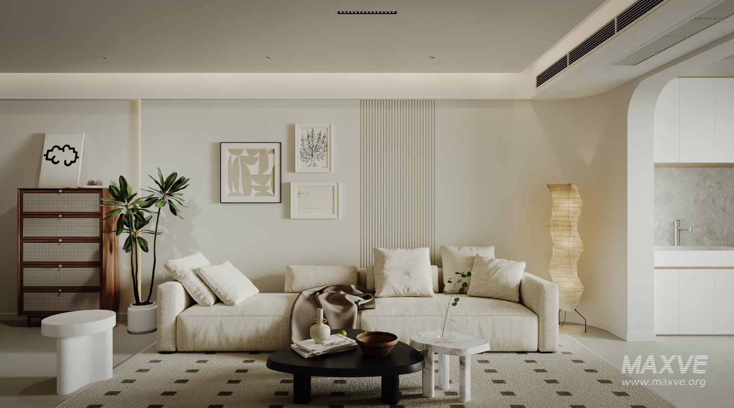 Modern living room and dining room interior scene - Image 1