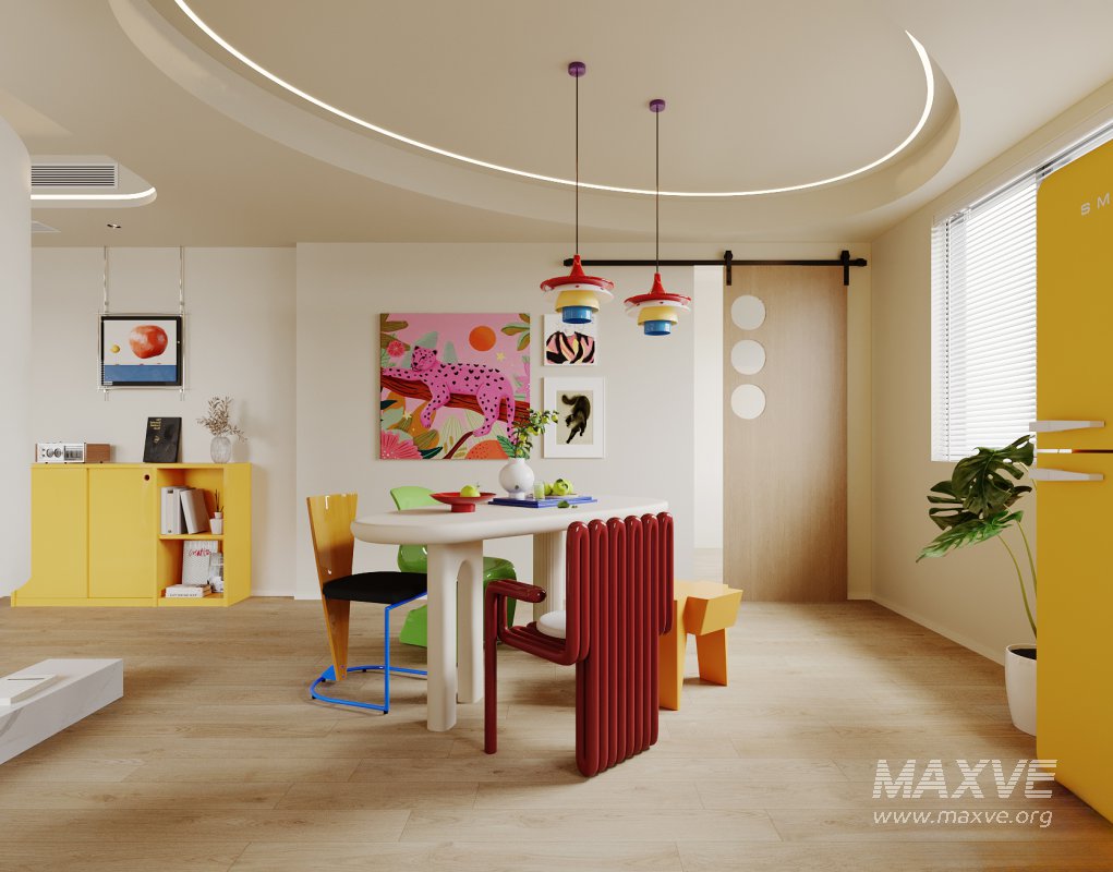 Modern living room and dining room interior scene - Image 3