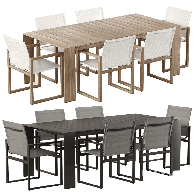 Hayman Teak and Aluminum Dining Chair and Table-Harbour - Image 1