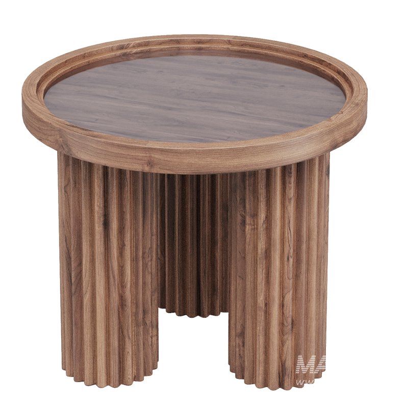 Round Walnut Wood Coffee Table - Image 2