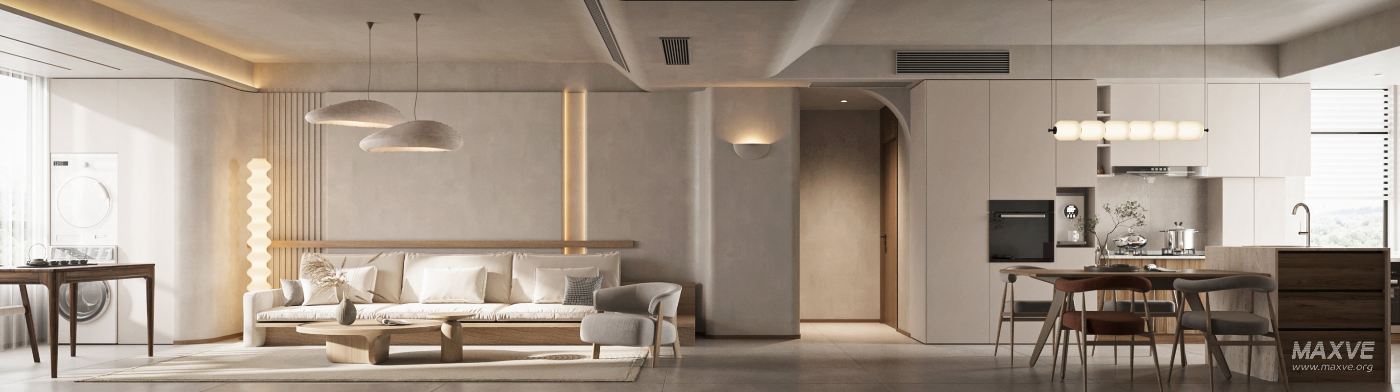 Modern living room and dining room interior scene - Image 1