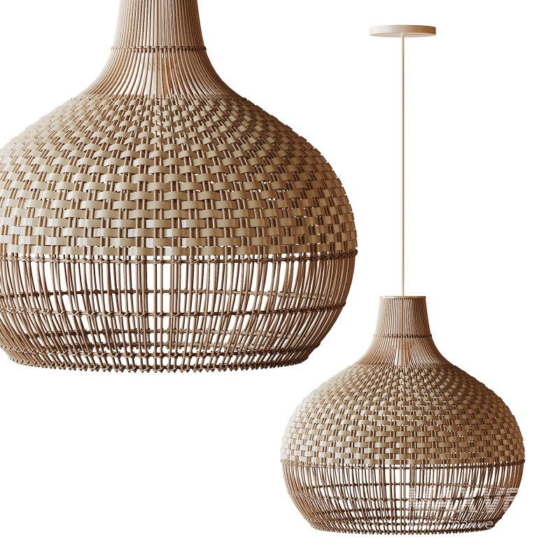 Handwoven Rattan Pendant Light Lampshade - Image 5