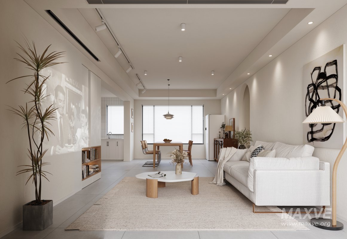 Modern living room and dining room interior scene - Image 4