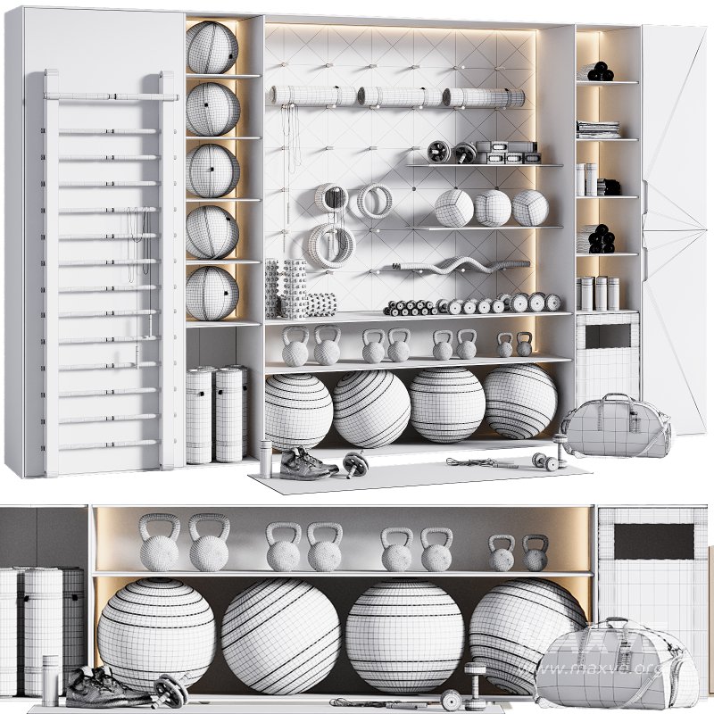 Home Gym Wall Rack with Equipment 04 - Image 6