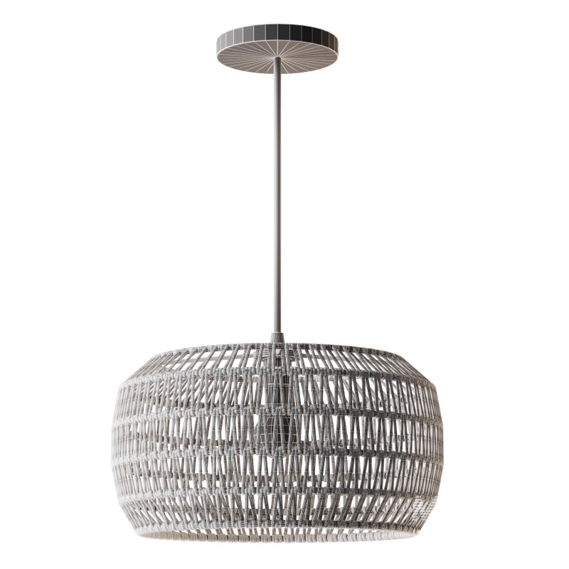 1-Light 12.6-Inch Handmade Woven Rattan Decorative Chandelier - Image 9