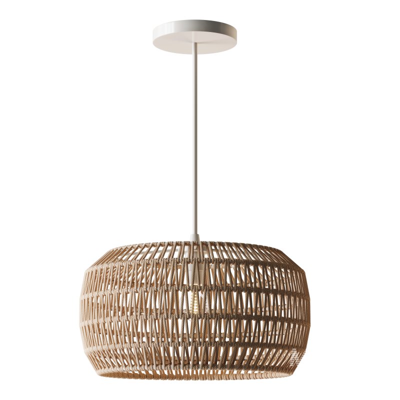 1-Light 12.6-Inch Handmade Woven Rattan Decorative Chandelier - Image 2