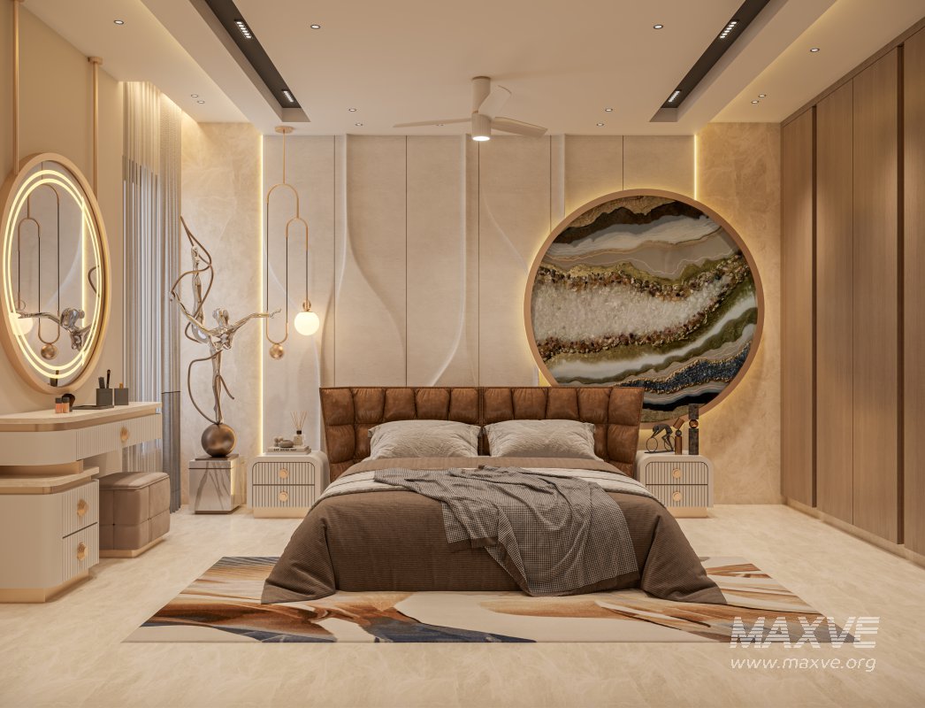Luxury Modern Guest Bedroom 3D Scene - Image 1