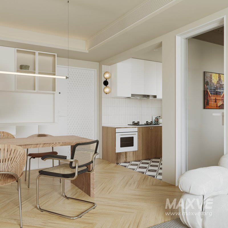 Modern living room and dining room office room interior scene - Image 8