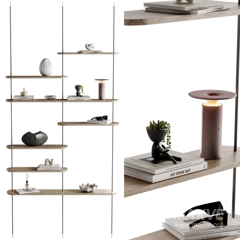 Minimalistic wooden Rack with decor 02 - Image 3