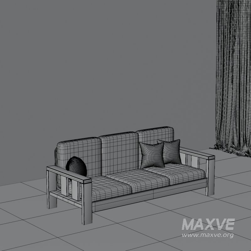 Classic Wooden Sofa with Cushions - Image 7