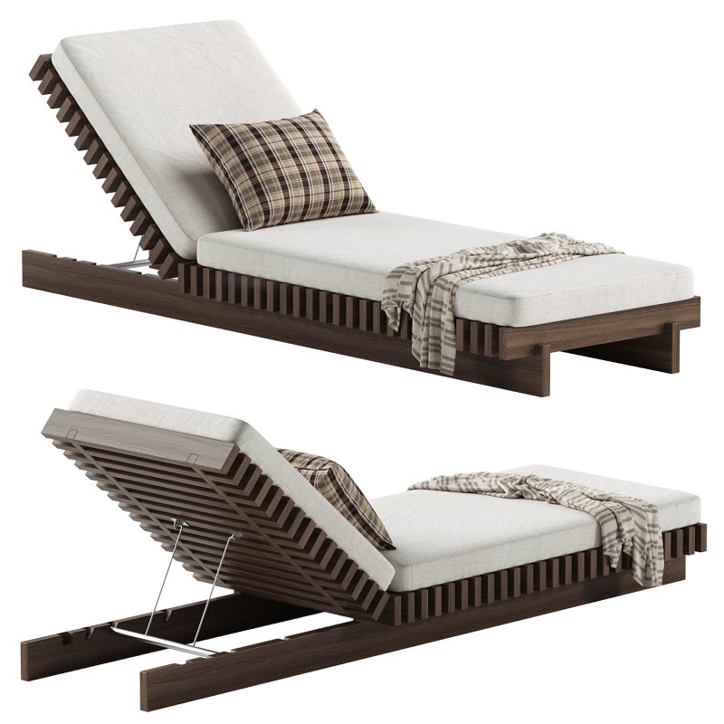 Taiko Stained Teak Outdoor Sun Lounger - Image 7