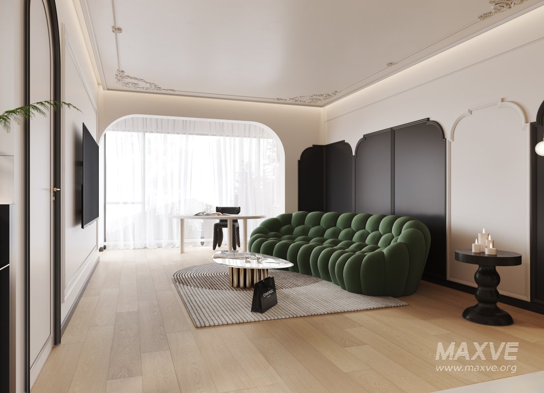 Modern living room and dining room kitchen interior scene - Image 6