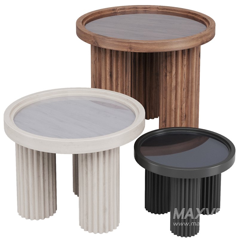 Round Walnut Wood Coffee Table - Image 1