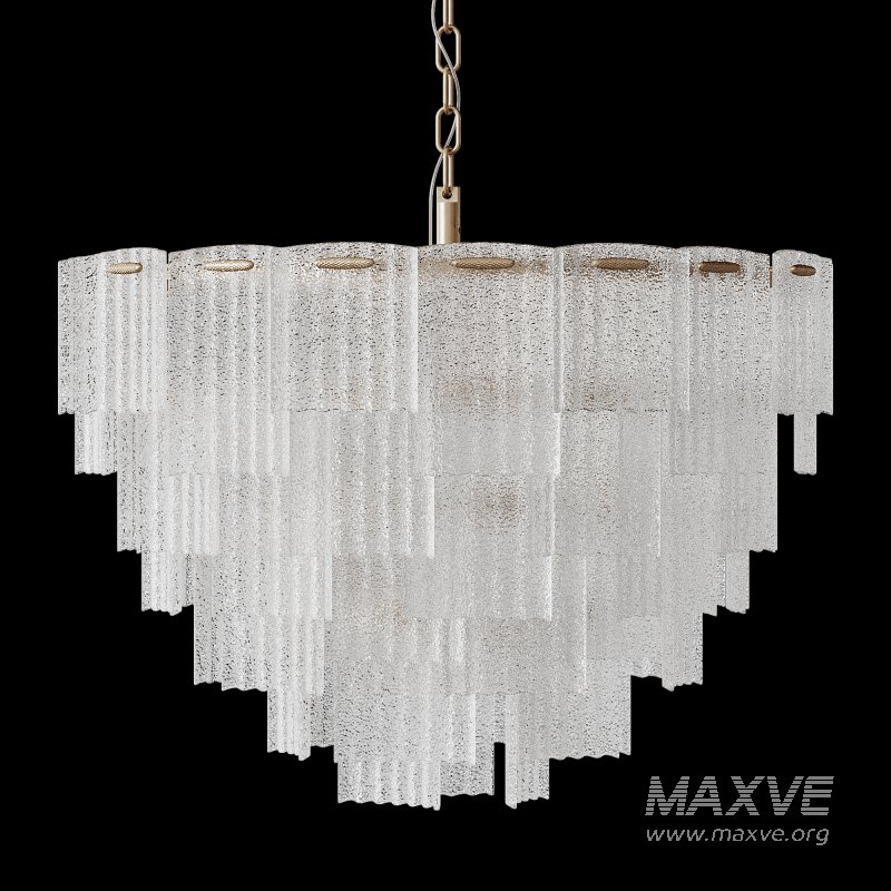 Round pendant chandelier made of ribbed glass light - Image 4