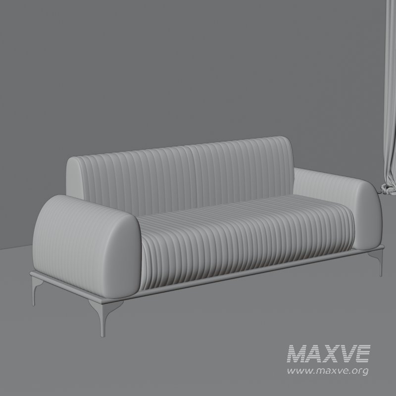 Modern Ribbed Velvet Sofa - Image 1