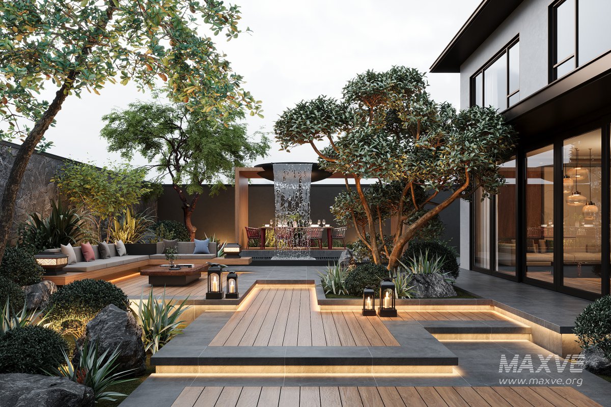 Modern garden courtyard - Image 1
