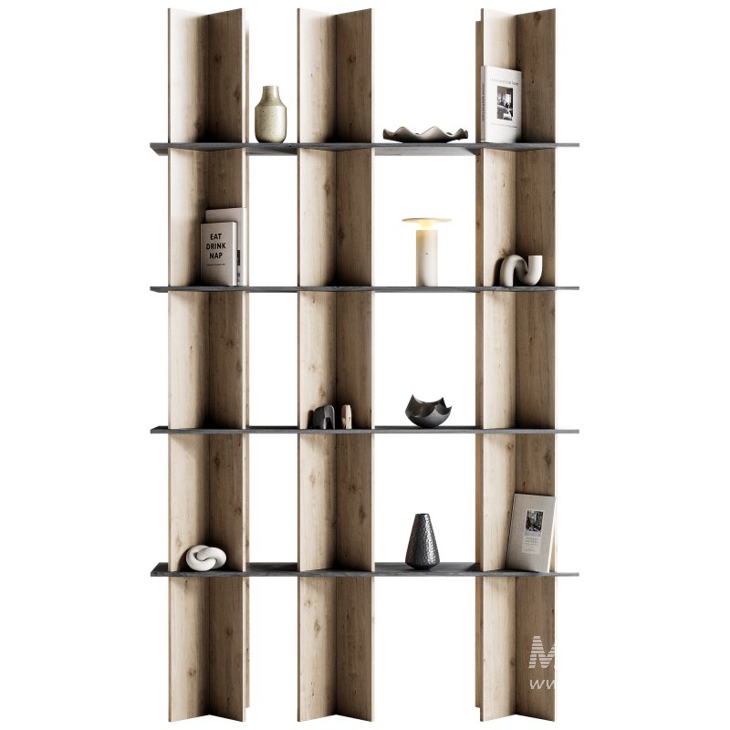 Minimalistic wooden Rack with decor - Image 1