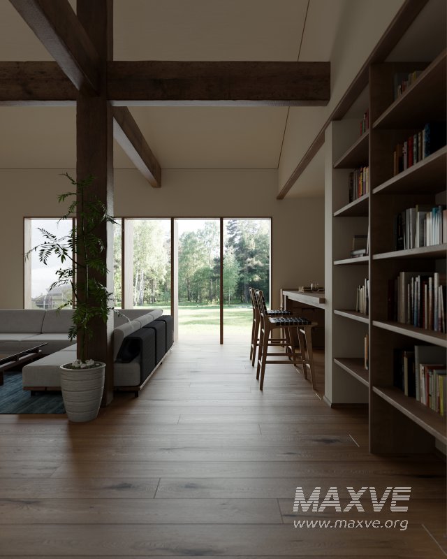 Modern living room and dining room interior scene - Image 2