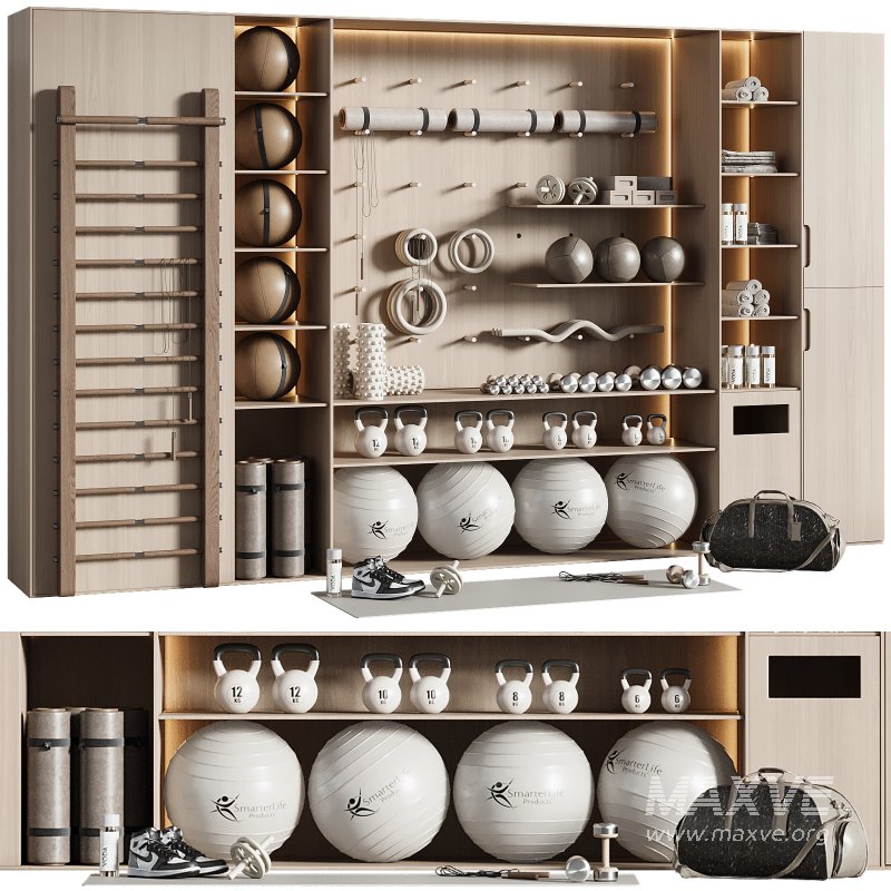 Home Gym Wall Rack with Equipment 04 - Image 1