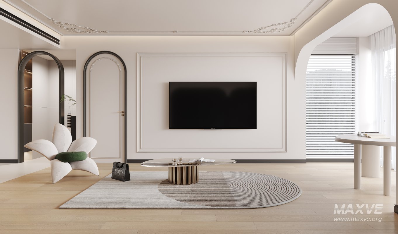 Modern living room and dining room kitchen interior scene - Image 5