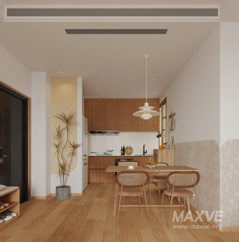 Modern living room and dining room kitchen interior scene - Image 3