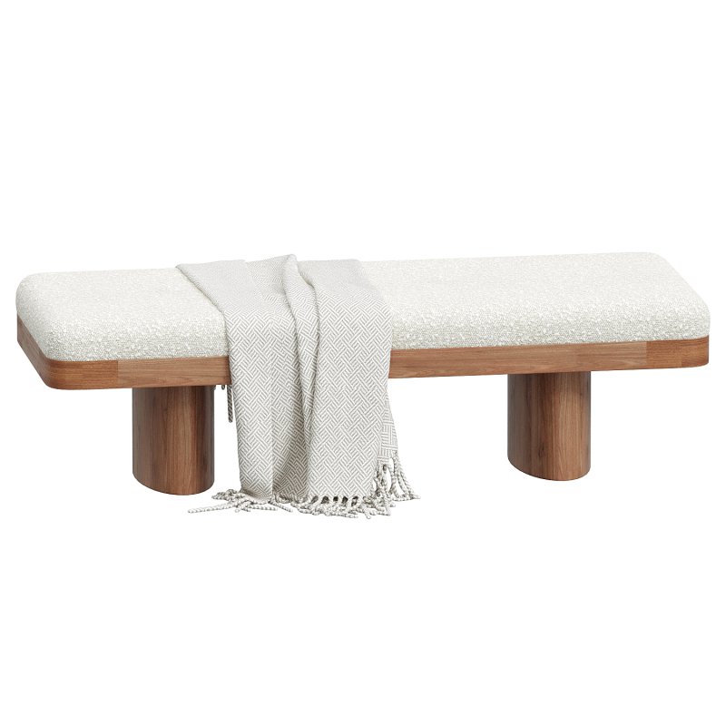 Ollie White Performance Boucle Large Bench - Image 1