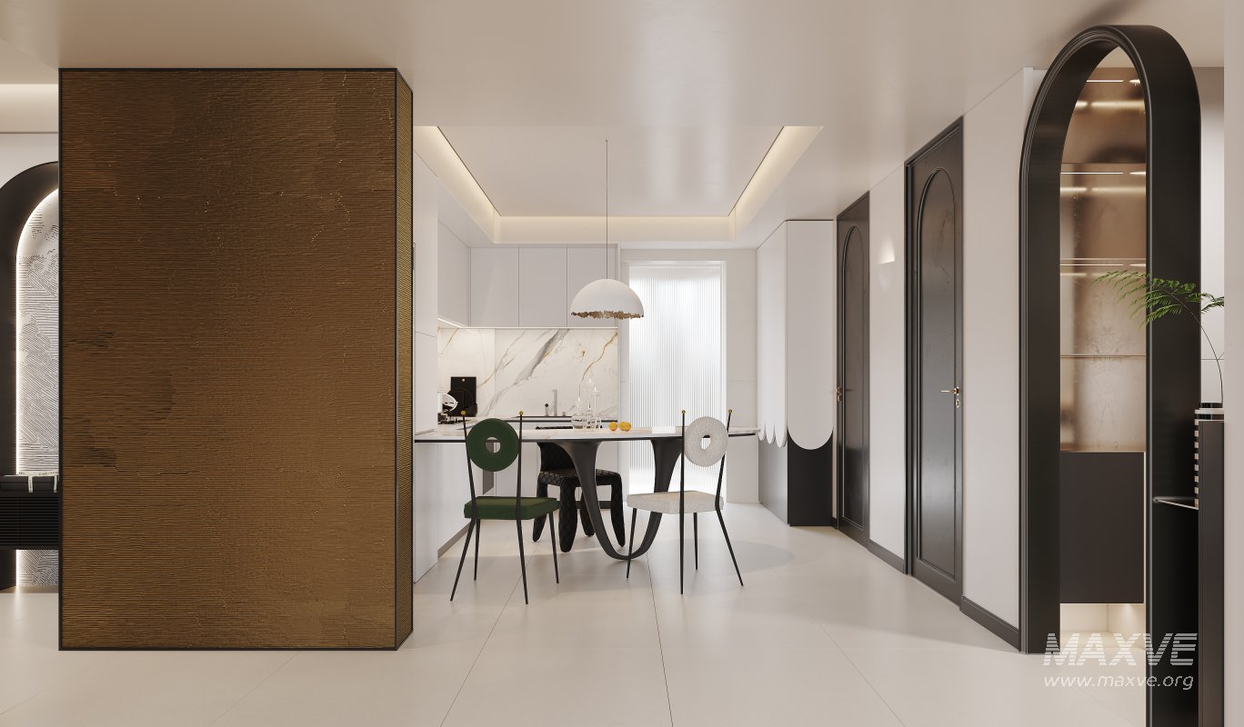 Modern living room and dining room kitchen interior scene - Image 14