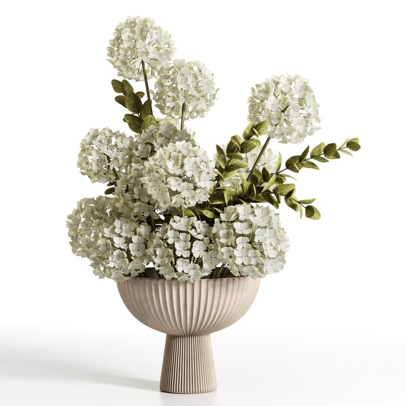 White Hydrangea Bowl Arrangement - Image 2