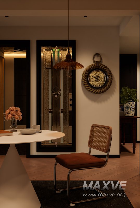 Modern living room and dining room office room interior scene - Image 2