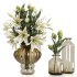 Lily Bouquet with Amber Glass Vases - Thumbnail 2