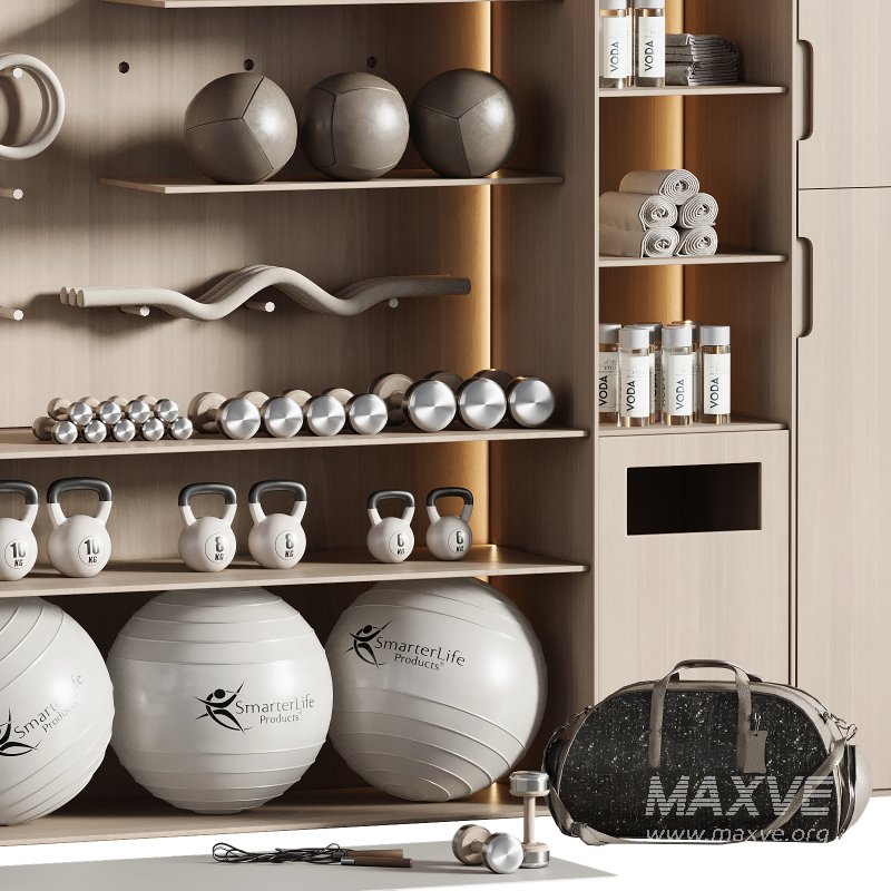 Home Gym Wall Rack with Equipment 04 - Image 4