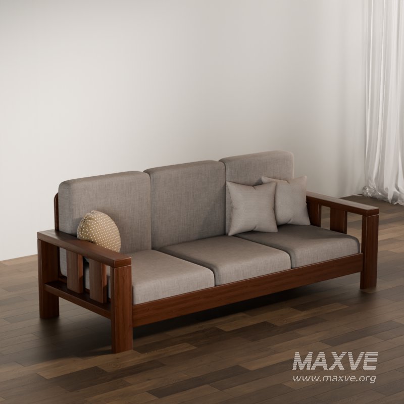 Classic Wooden Sofa with Cushions - Image 8