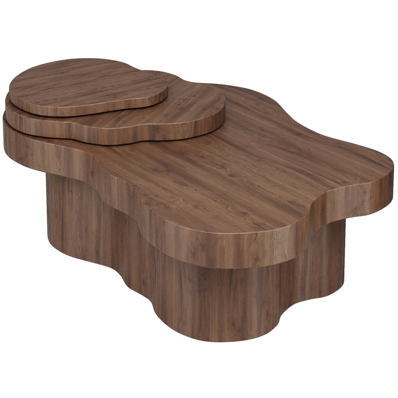 Walnut Cloud Minimalist Coffee Table - Image 4