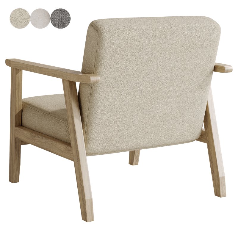 Isaac Wooden armchair with boucle seat - Image 4