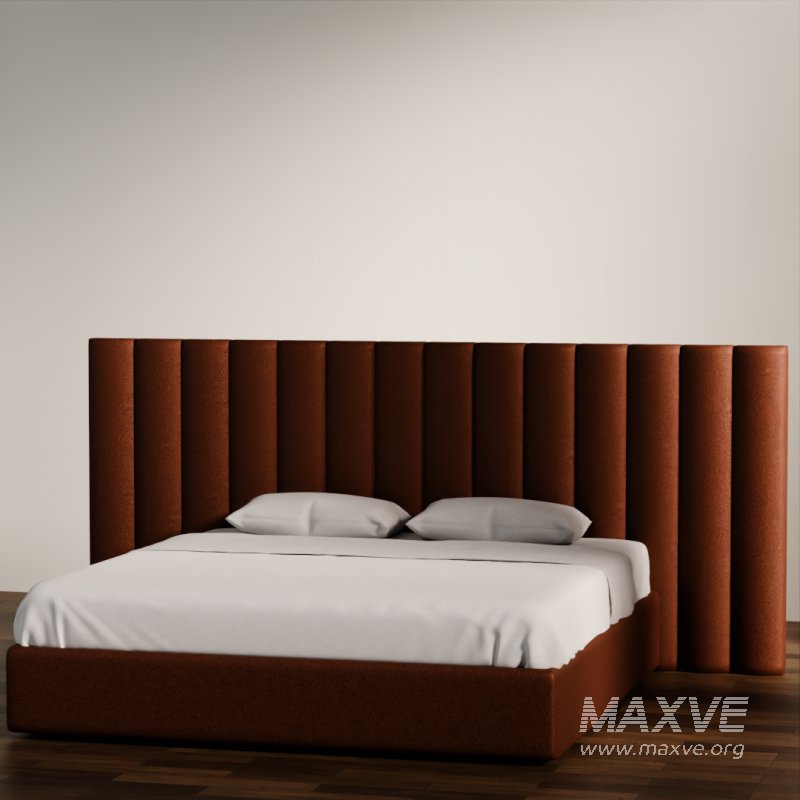 Modern Upholstered Bed with Vertical Headboard - Image 3
