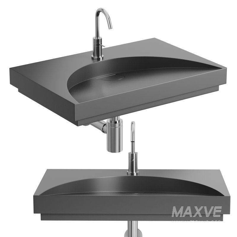 White Stone Flat Washbasin - Image 3