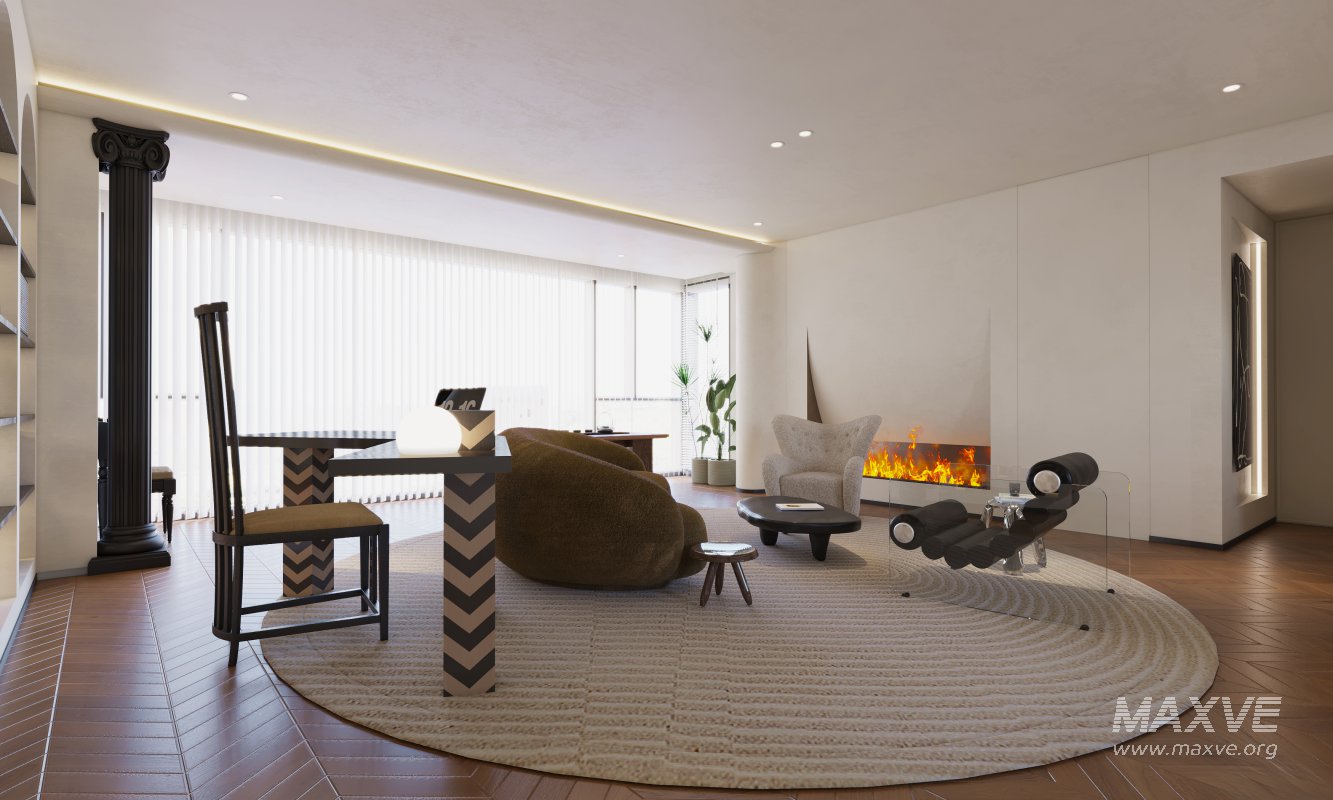 Modern living room and dining room kitchen interior scene - Image 8